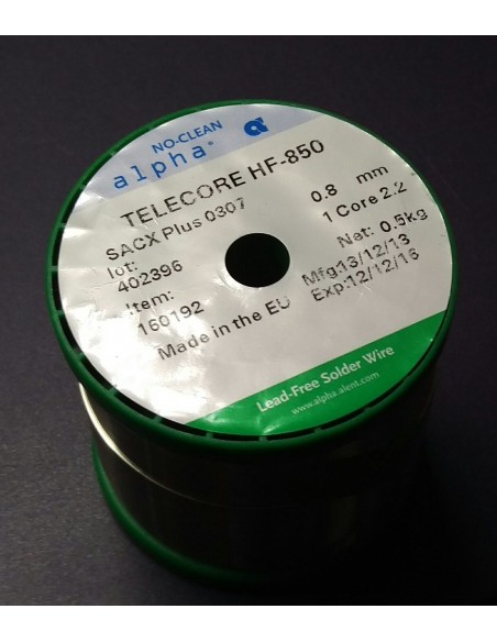 Stagno per saldatura ALPHA TELECORE HF-850 0.5 kg 0.8 mm